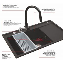 Pyramis Camea zlewozmywak z baterią czarny/czarny 070168401I
