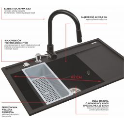 Pyramis Camea zlewozmywak z baterią czarny/czarny 070168501I