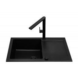 Pyramis Mido zlewozmywak 79x50 cm z baterią Trigono czarny/czarny 070176502BT