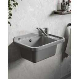 Pyramis Neo umywalka ogrodowa 51x34 cm szara i bateria Asalia 070179501 A