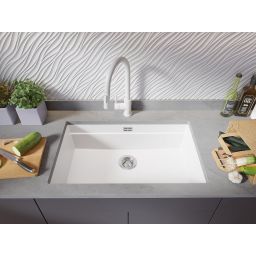 Primagran Praga zlewozmywak granitowy 72x43 cm biały O_OP8KW-001