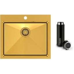 Zestaw Quadron Russel zlewozmywak złoty z kubkiem termicznym 420 ml (HB7910PVDBSG1, M0051)