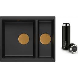Zestaw Quadron Logan 150 zlewozmywak czarny/elementy miedziane z kubkiem termicznym 420 ml (HCQL5646U7C1U, M0051)