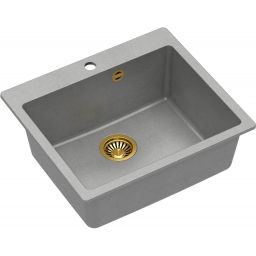 Quadron Morgan 110 zlewozmywak 57x50 cm GraniteQ wpuszczany szary metalik/złoty HB8304U5-G1