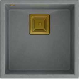 Quadron David 40 zlewozmywak 42x42 cm GraniteQ silver stone/złoty HQD4242U5-G1