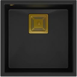 Quadron David 40 zlewozmywak 42x42 cm GraniteQ pure carbon/złoty HQD4242U7-G1