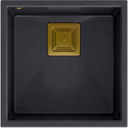 Quadron David 40 zlewozmywak 42x42 cm GraniteQ black diamond/złoty HQD4242U8-G1