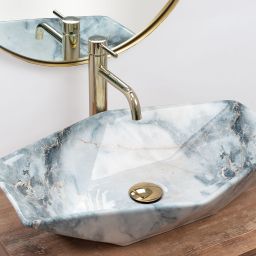 Rea Vegas Granit umywalka 57x37 cm nablatowa szary/kamień REA-U5602