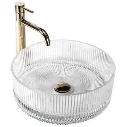 Rea Ingrid umywalka 36x36 cm okrągła nablatowa transparentna REA-U8522