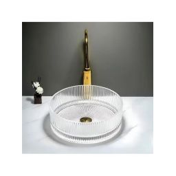 Rea Ingrid umywalka 36x36 cm okrągła nablatowa transparentna REA-U8522