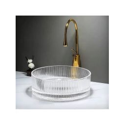 Rea Ingrid umywalka 36x36 cm okrągła nablatowa transparentna REA-U8522