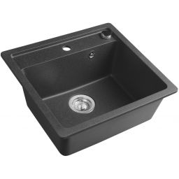 Sapho zlewozmywak granitowy 53x50 cm czarny GR1034