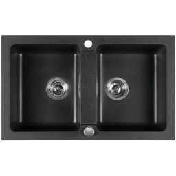 Sapho zlewozmywak granitowy 78x47,5 cm czarny GR2224