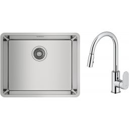 Zestaw Teka Be Linea RS15 50.40 zlewozmywak 54x44 cm z baterią kuchenną Oltens Lista stal polerowana/chrom (115000005, 35202100)