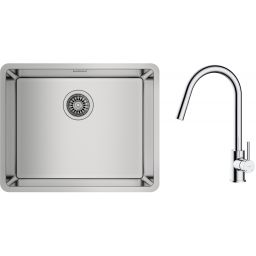 Zestaw Teka Be Linea RS15 50.40 zlewozmywak 54x44 cm z baterią kuchenną Oltens Litla stal polerowana/chrom (115000005, 35204100)