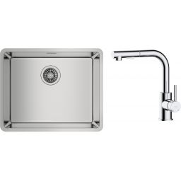 Zestaw Teka Be Linea RS15 50.40 zlewozmywak 54x44 cm z baterią kuchenną Oltens Myvat stal polerowana/chrom (115000005, 35205100)