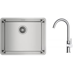 Zestaw Teka Be Linea RS15 50.40 zlewozmywak 54x44 cm z baterią kuchenną Oltens Skaft stal polerowana/chrom (115000005, 35206100)