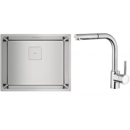 Zestaw Teka Flexlinea RS15 50.40 zlewozmywak stalowy 54x44 cm stal polerowana z baterią chrom (115000012, 239381200)