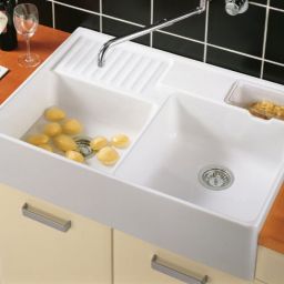 Villeroy & Boch Double-Bowl zlewozmywak ceramiczny 89,5x63 cm CeramicPlus Weiss Alpin Glossy 632391R1