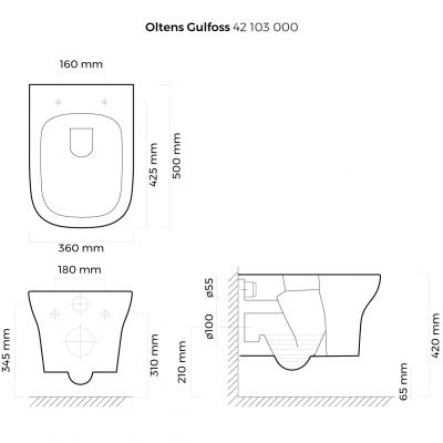 Oltens Gulfoss miska WC wisząca biały 42103000