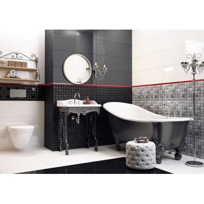 Ceramstic Opp! Black płytka ścienna 90x30 cm czarny połysk