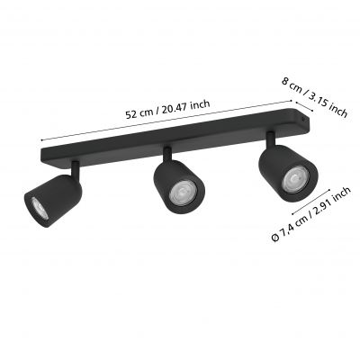 Eglo Camaldoli lampa podsufitowa 3x10 W czarna 901954