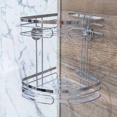 AWD Interior półka łazienkowa narożna podwójna chrom AWD02081421