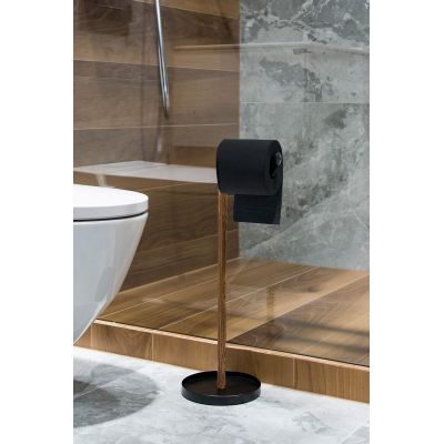 AWD Interior stojak na papier toaletowy czarny/drewno AWD02071667