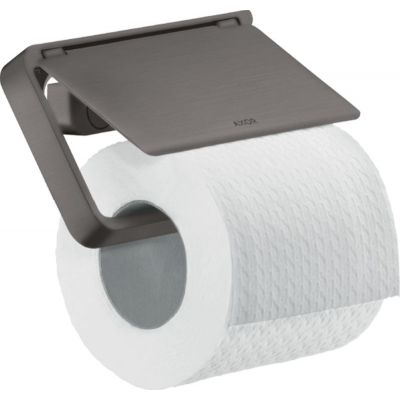 Axor Universal Softsquare uchwyt na papier toaletowy z pokrywą czarny chrom szczotkowany 42836340