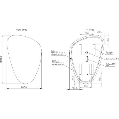 Comad Impala lustro 73,8x102,9 cm z oświetleniem LUSTRO LED IMPALA
