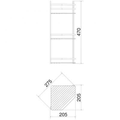 Duschy Satina półka łazienkowa 25 cm zawieszana potrójna narożna chrom 576-90