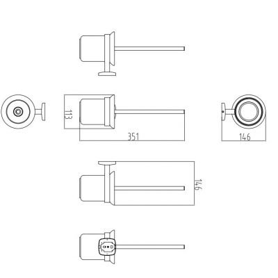 FDesign Merida szczotka toaletowa ścienna różowe złoto/czarny mat/szkło mleczne FD6-MRD06-25