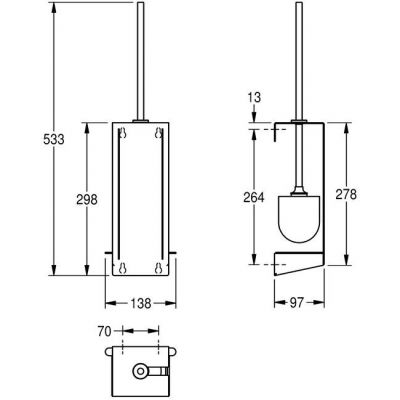 KWC Exos szczotka toaletowa ścienna stal 3600008886