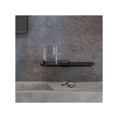 Geesa Shift półka szklana 22 cm szkło przydymione/czarny metal szczotkowany 919903-09-66