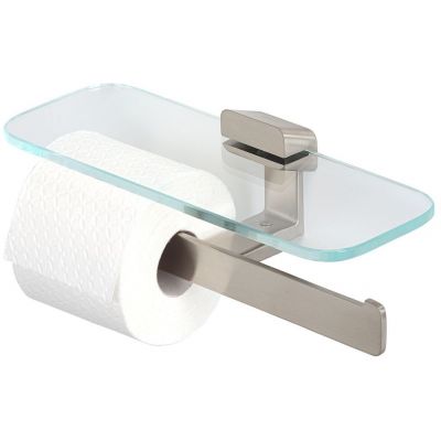 Geesa Shift uchwyt na papier toaletowy podwójny z półką szczotkowana stal nierdzewna/szkło przezroczyste 919948-05