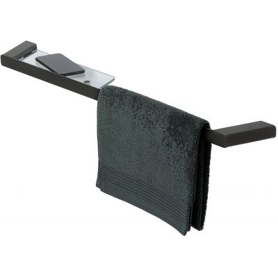 Geesa Shift wieszak na ręcznik 85 cm z półką czarny/szkło przezroczyste 919954-06-850