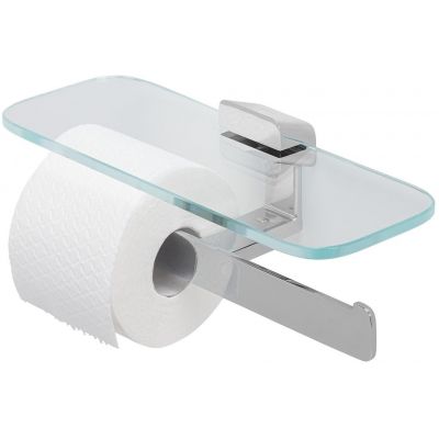 Geesa Shift uchwyt na papier toaletowy podwójny z półką chrom/szkło przezroczyste 919948-02