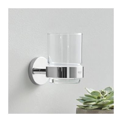 Grohe Essentials kubek do mycia zębów z uchwytem ściennym szkło/chrom 40447001
