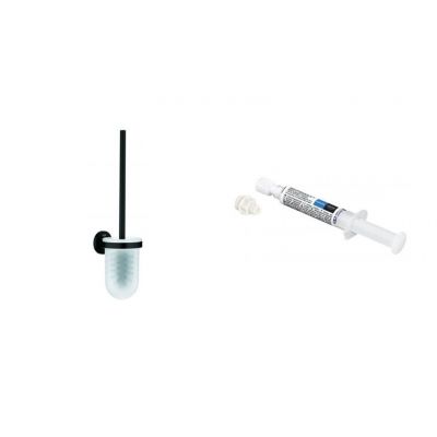 Zestaw Grohe Start szczotka toaletowa ścienna czarna i kelj montażowy QuickGlue (411852430, 41127000)
