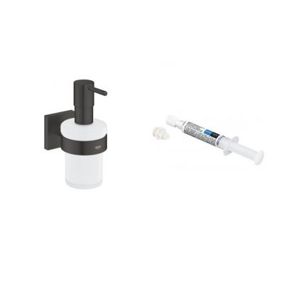 Zestaw Grohe Start Cube dozownik do mydła 160 ml czarny i klej montażowy QuickGlue (410982430, 41127000)