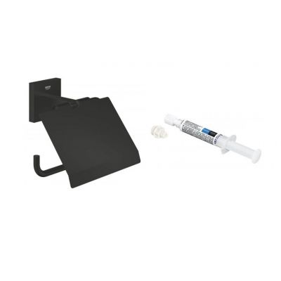 Zestaw Grohe Start Cube uchwyt na papier toaletowy czarny i klej montażowy QuickGlue (411022430, 41127000)
