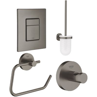 Zestaw Grohe Skate Cosmopolitan przycisk spłukujący z zestawem akcesoriów Essentials grafit (38732AL0, 40374AL1, 40364AL1, 40689AL1)