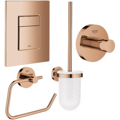 Zestaw Grohe Skate Cosmopolitan przycisk spłukujący z zestawem akcesoriów Essentials miedź (38732DA0,  40374DA1, 40364DA1, 40689DA1)