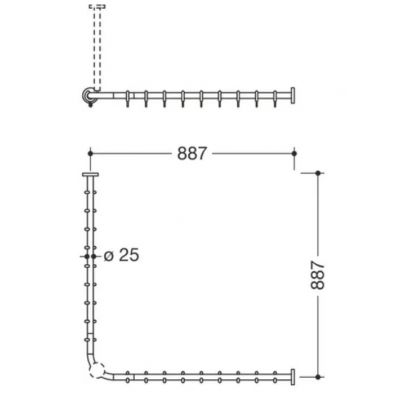 Hewi drążek zasłony prysznicowej czarny mat 900.34.10160 DC