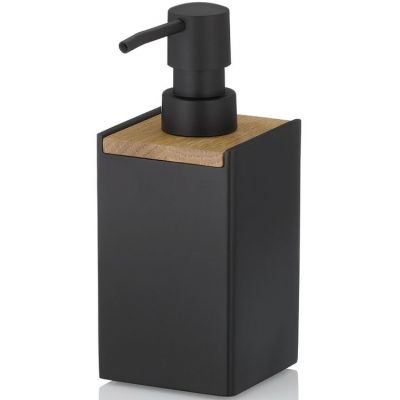 Kela Cube dozownik do mydła 300 ml stojący czarny/brązowy 23689