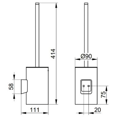Keuco Aveno szczotka toaletowa z rączką ścienna chrom 14664019000