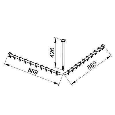 Keuco Plan drążek zasłony prysznicowej narożny 90 cm szary 14937070900