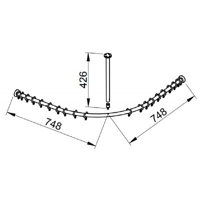 Keuco Plan drążek zasłony prysznicowej 90 cm czarno-szary (RAL 7021) 14938070900