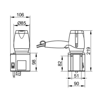 Keuco Plan suszarka do włosów aluminium/czarny 14995170037