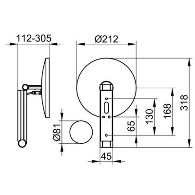 Keuco Cosmetic mirrors lusterko kosmetyczne 21,2x31,4 cm okrągłe z oświetleniem brąz szczotkowany 17612030000